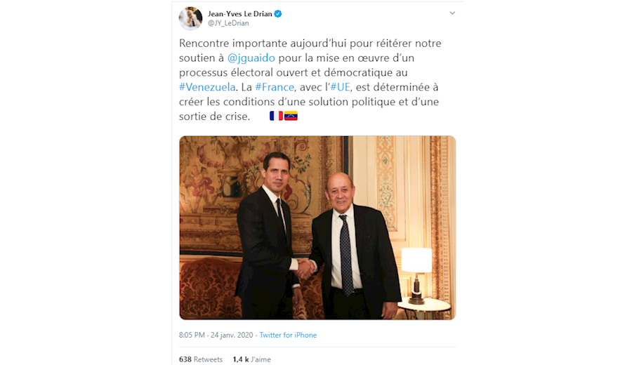 فرانسه بر حمایت از گوایدو تاکید نمود، کاربران فرانسوی توئیتر واکنش نشان دادند